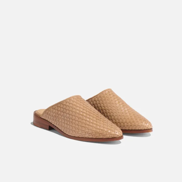 Women Nisolo Flats and Slip Ons Ama Woven Mule Woven Almond