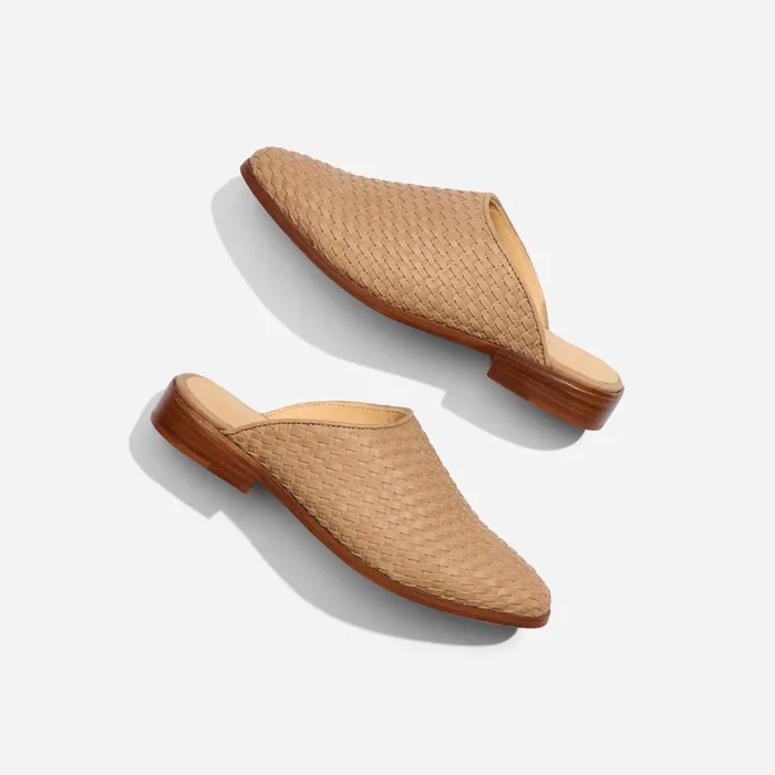 Women Nisolo Flats and Slip Ons Ama Woven Mule Woven Almond