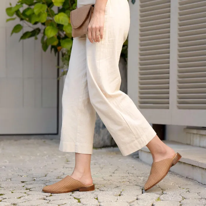 Women Nisolo Flats and Slip Ons Ama Woven Mule Woven Almond