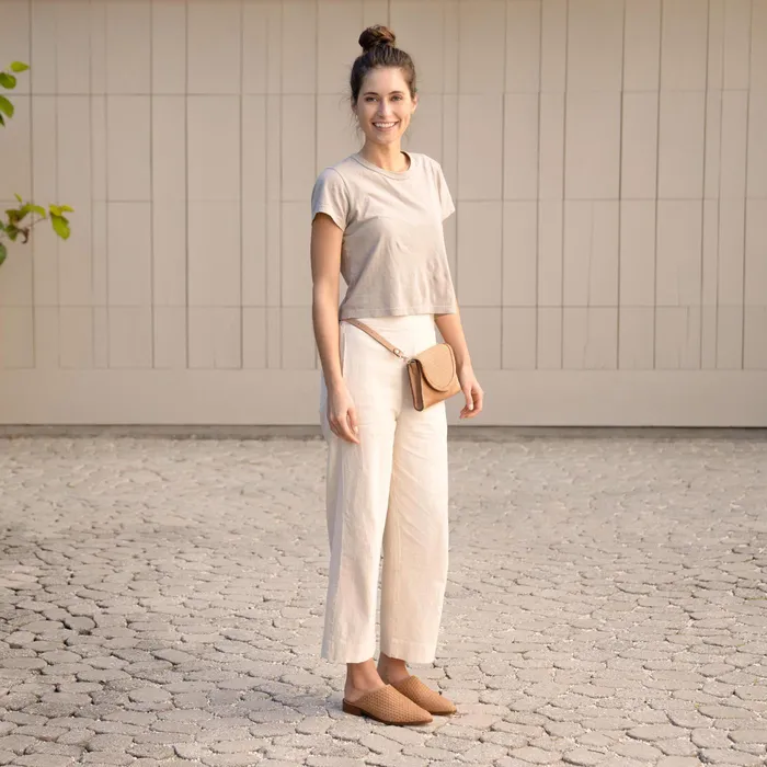 Women Nisolo Flats and Slip Ons Ama Woven Mule Woven Almond