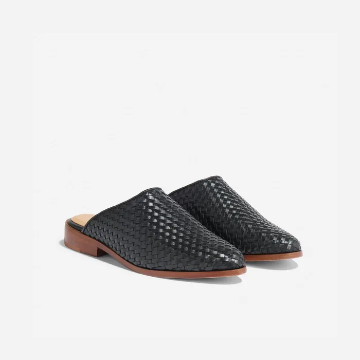 Women Nisolo Flats and Slip Ons Ama Woven Mule Woven Black