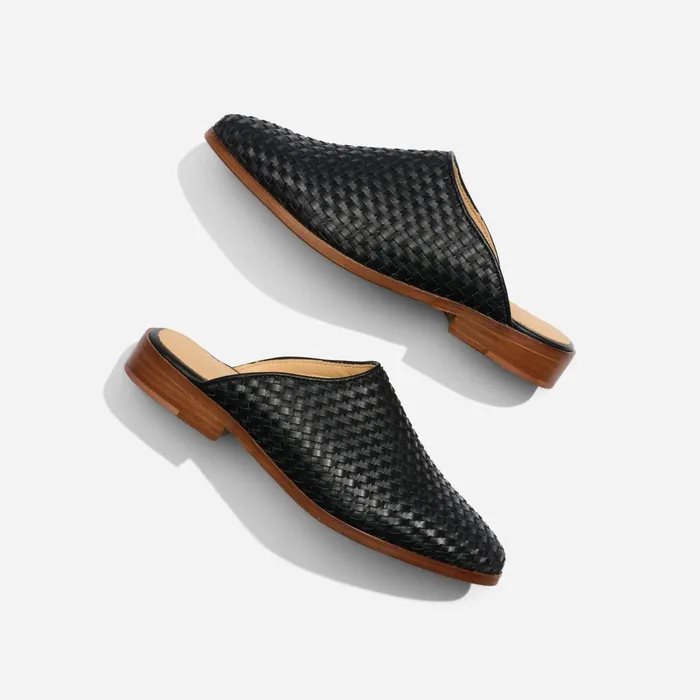 Women Nisolo Flats and Slip Ons Ama Woven Mule Woven Black