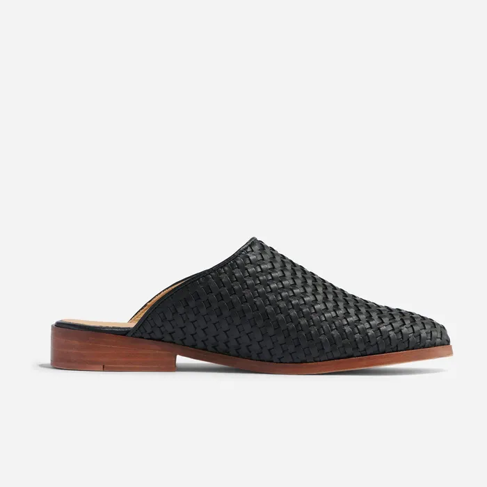 Women Nisolo Flats and Slip Ons Ama Woven Mule Woven Black
