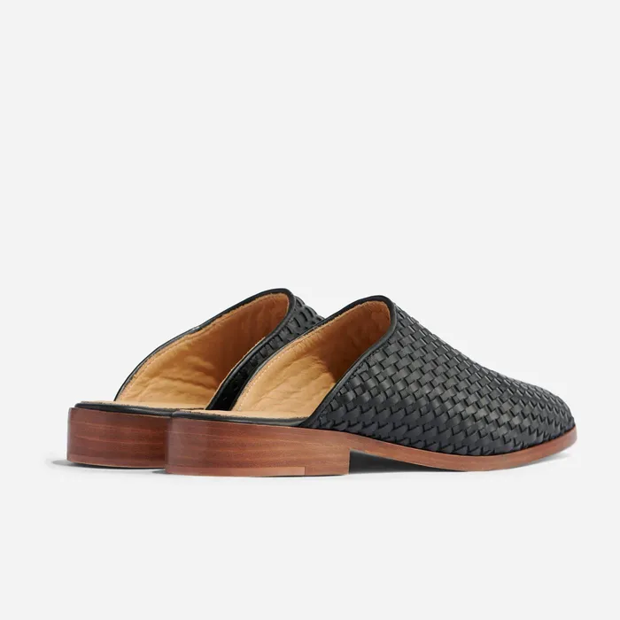 Women Nisolo Flats and Slip Ons Ama Woven Mule Woven Black