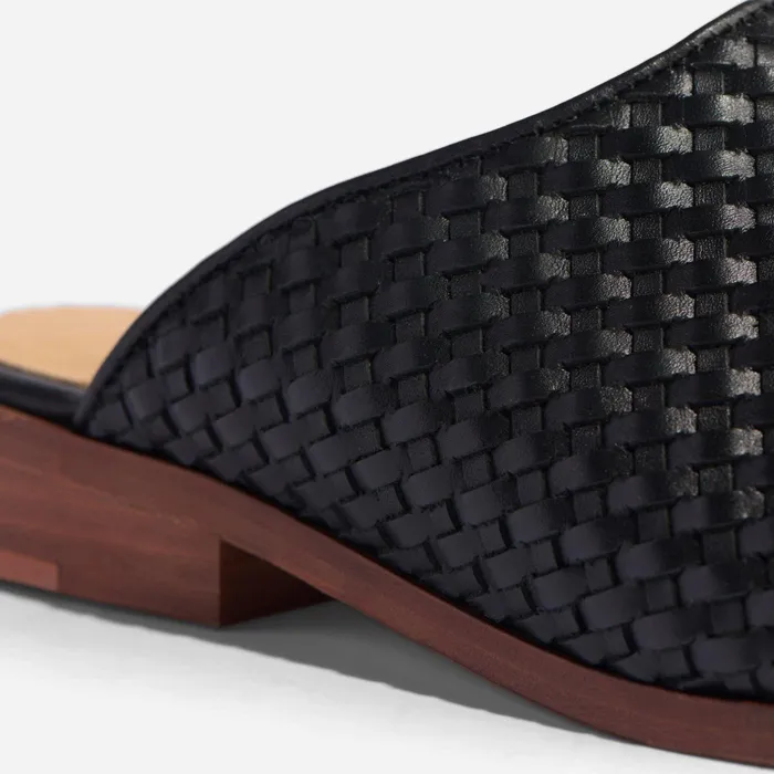 Women Nisolo Flats and Slip Ons Ama Woven Mule Woven Black