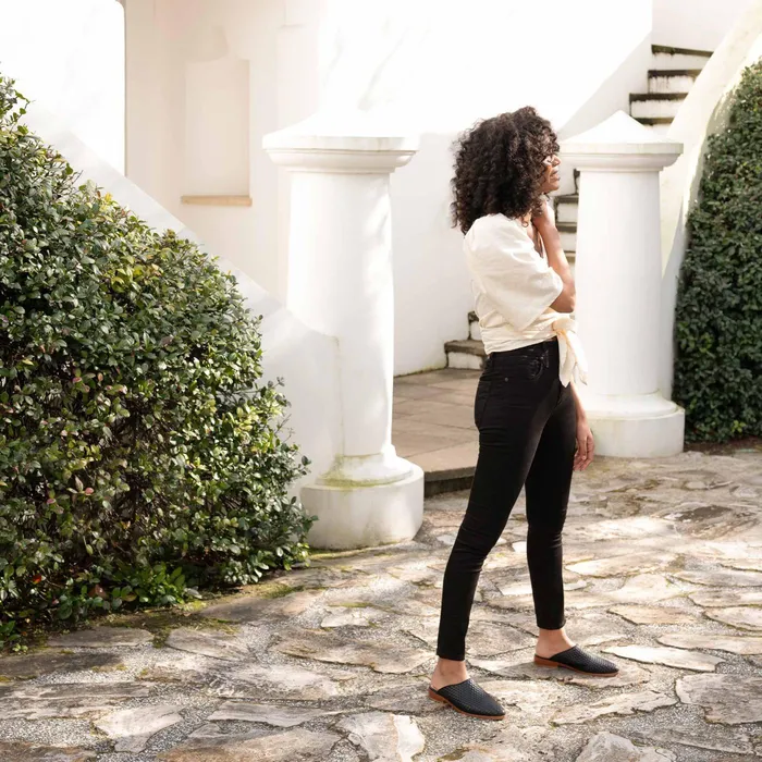 Women Nisolo Flats and Slip Ons Ama Woven Mule Woven Black