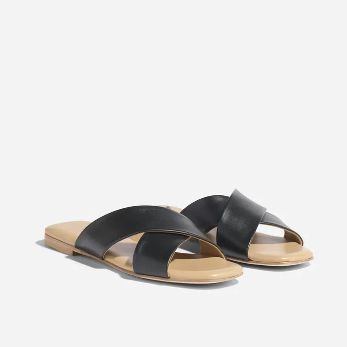 Women Nisolo Flats and Slip Ons Catalina Slide Sandal Black