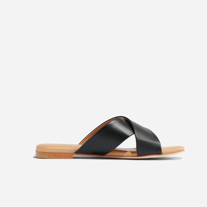 Women Nisolo Flats and Slip Ons Catalina Slide Sandal Black
