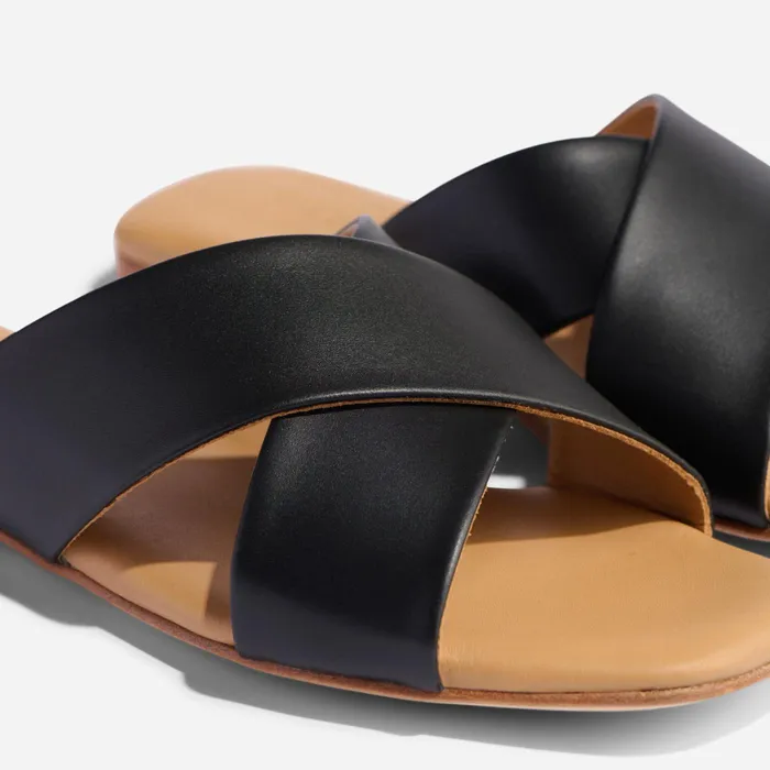 Women Nisolo Flats and Slip Ons Catalina Slide Sandal Black