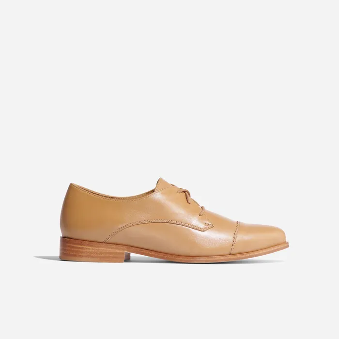 Women Nisolo Flats and Slip Ons Emilia Cap Toe Oxford Almond