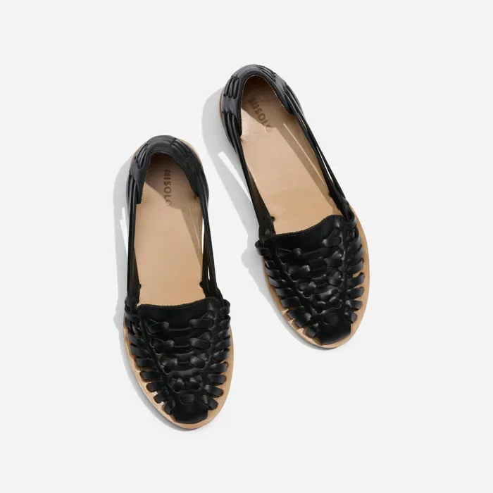 Women Nisolo Flats and Slip Ons Huarache Sandal Black