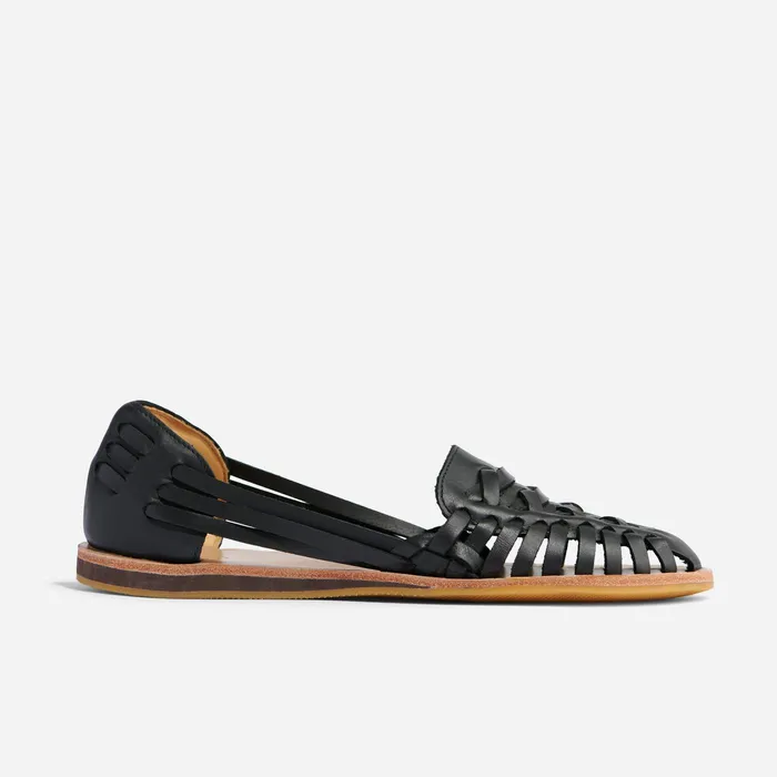 Women Nisolo Flats and Slip Ons Huarache Sandal Black
