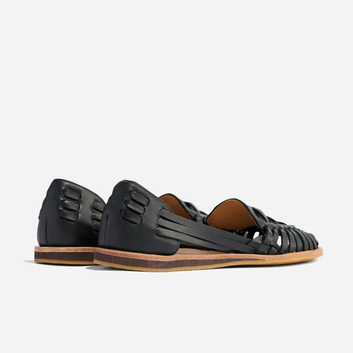 Women Nisolo Flats and Slip Ons Huarache Sandal Black