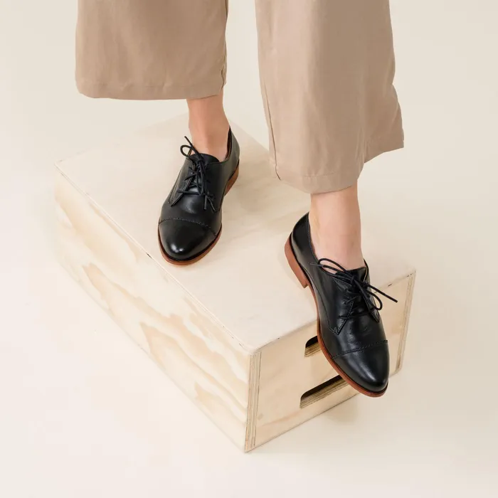 Women Nisolo Loafers and Mules Emilia Cap Toe Oxford Black