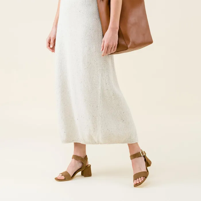Women Nisolo Sandals Stella GoTo Block Heel Taupe Suede