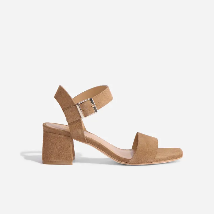 Women Nisolo Sandals Stella GoTo Block Heel Taupe Suede