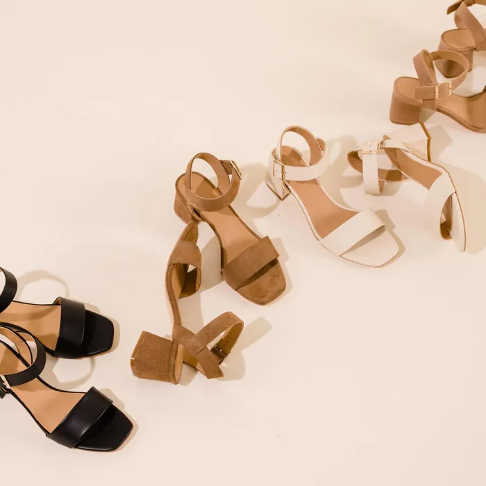 Women Nisolo Sandals Stella GoTo Block Heel Taupe Suede