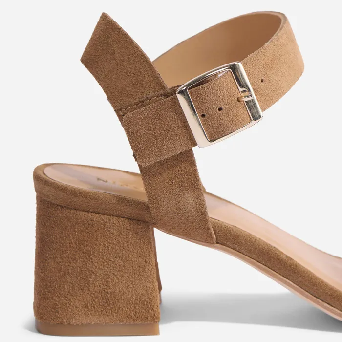 Women Nisolo Sandals Stella GoTo Block Heel Taupe Suede
