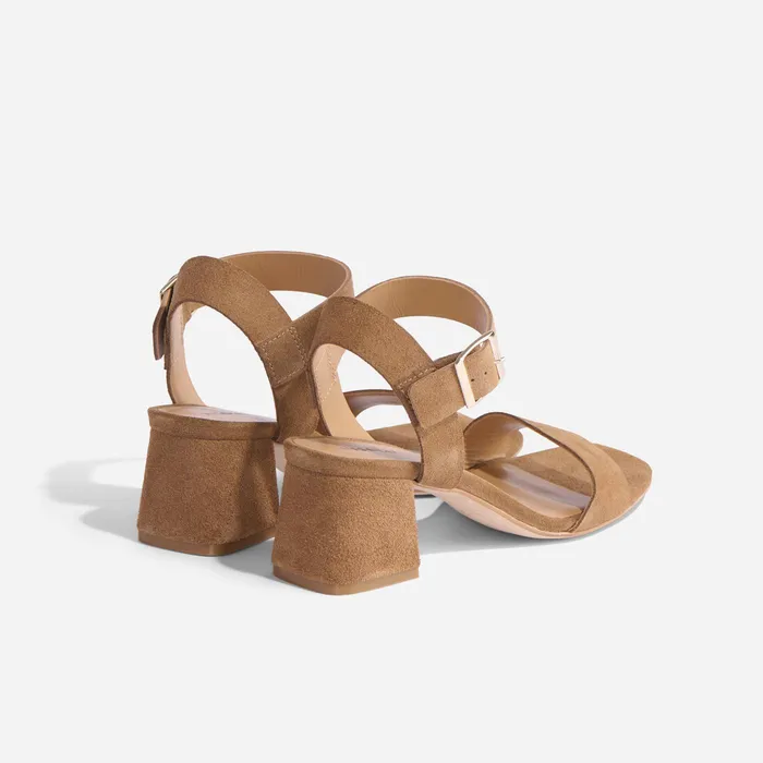 Women Nisolo Sandals Stella GoTo Block Heel Taupe Suede