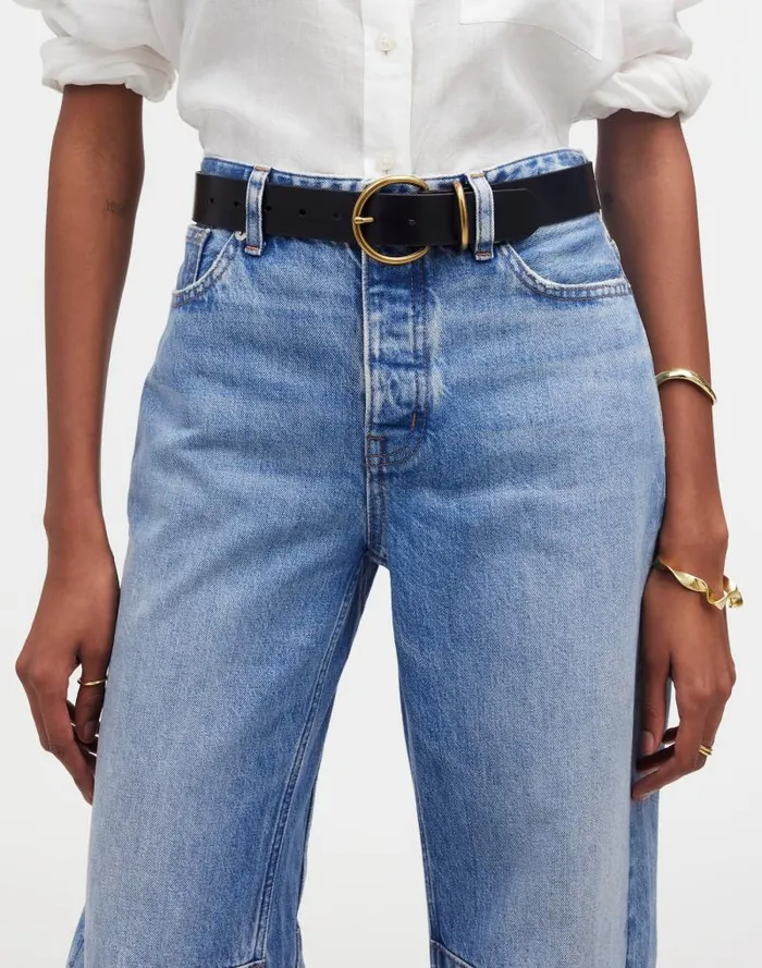 Women OBuckle Leather Belt True Black Madewell Belts