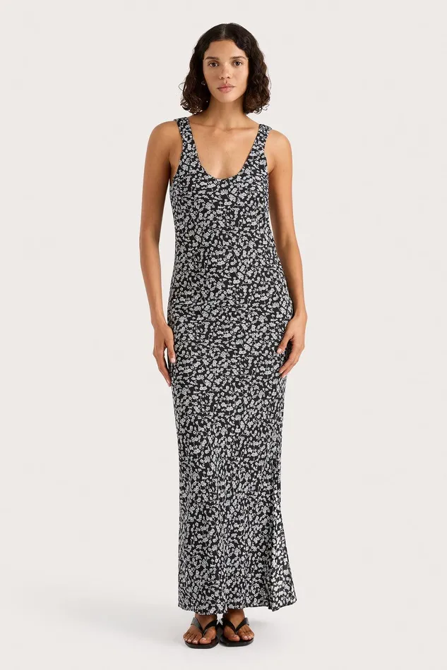 Women Olivia Midi Dress Amaryllis Floral Black Faithfull The Brand Maxi Dresses