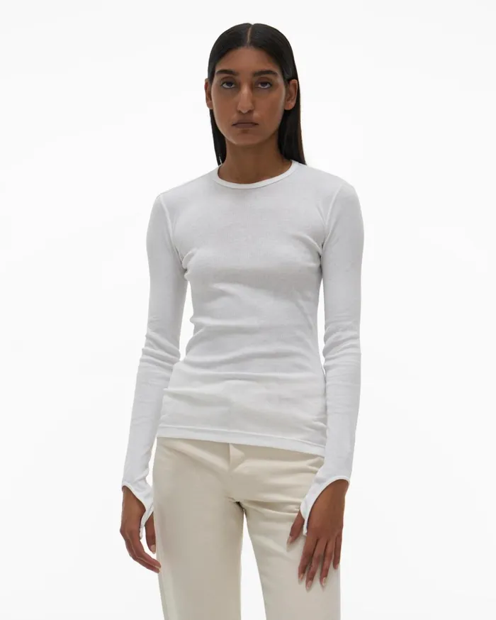 Women Open Back Top Chalk White Helmut Lang TShirts and Sweatshirts