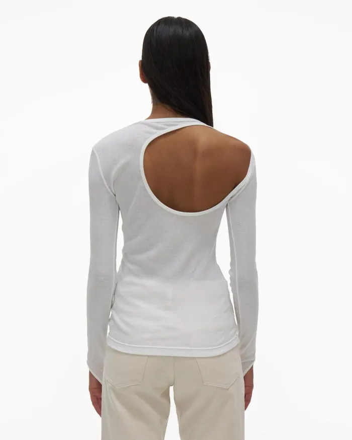 Women Open Back Top Chalk White Helmut Lang TShirts and Sweatshirts