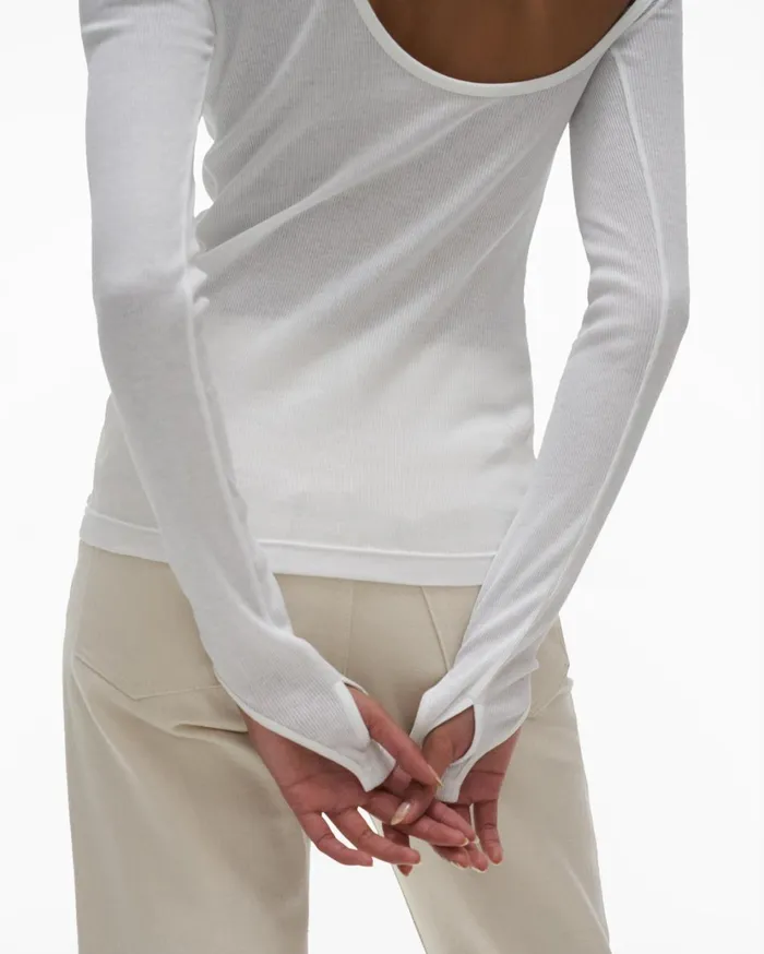 Women Open Back Top Chalk White Helmut Lang TShirts and Sweatshirts