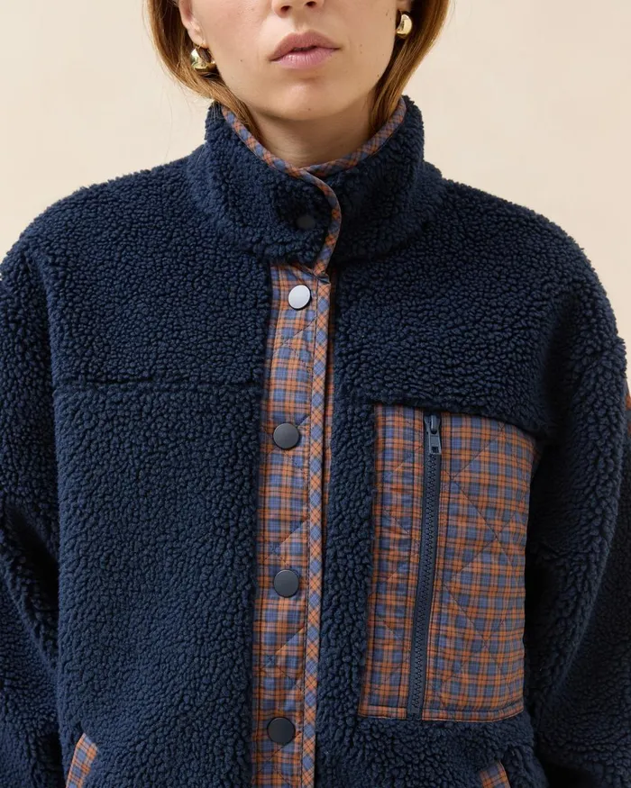 Women Outerwear Loeffler Randall Rocky NavyRust Fleece Jacket Women Outerwear Loeffler Randall Rocky NavyRust Fleece Jacket