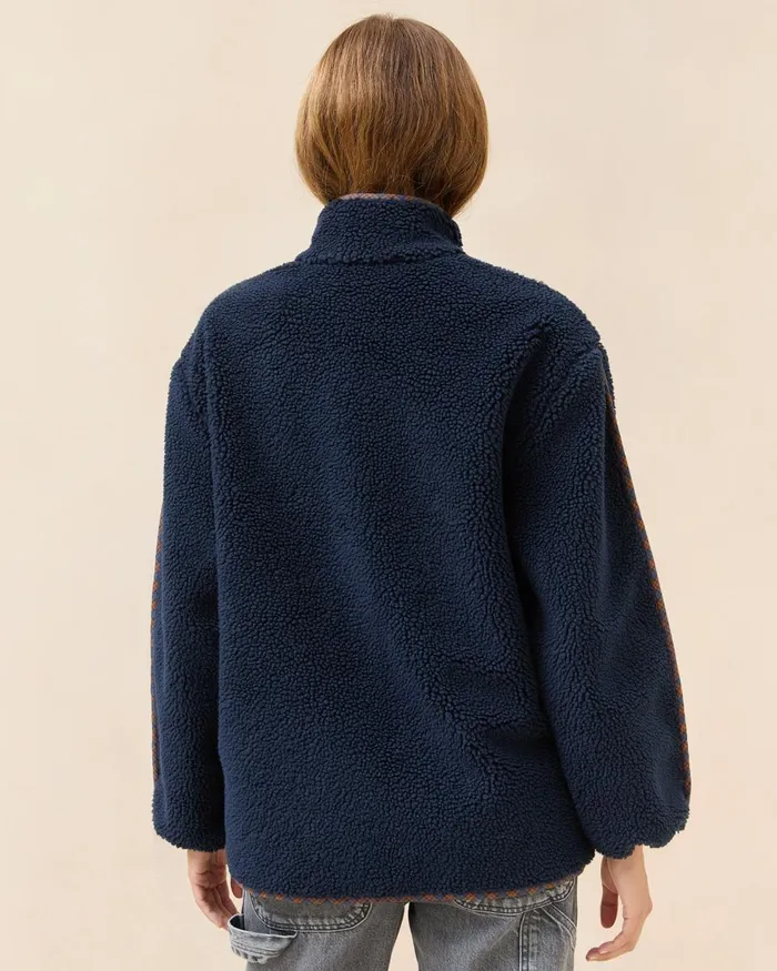 Women Outerwear Loeffler Randall Rocky NavyRust Fleece Jacket Women Outerwear Loeffler Randall Rocky NavyRust Fleece Jacket