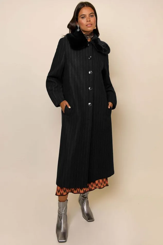 Women Outerwear RIXO Milly Navy Pinstripe