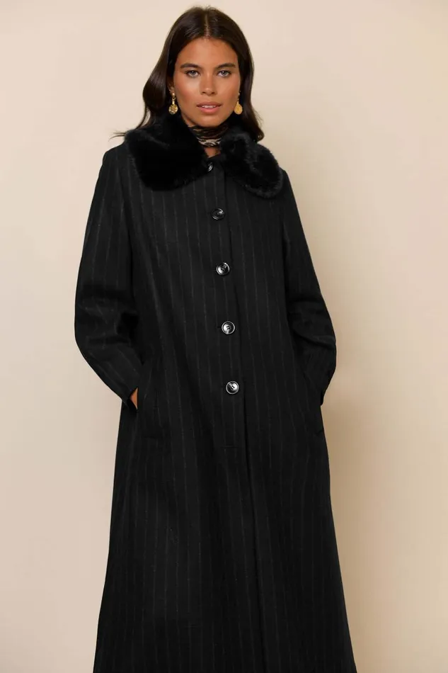 Women Outerwear RIXO Milly Navy Pinstripe