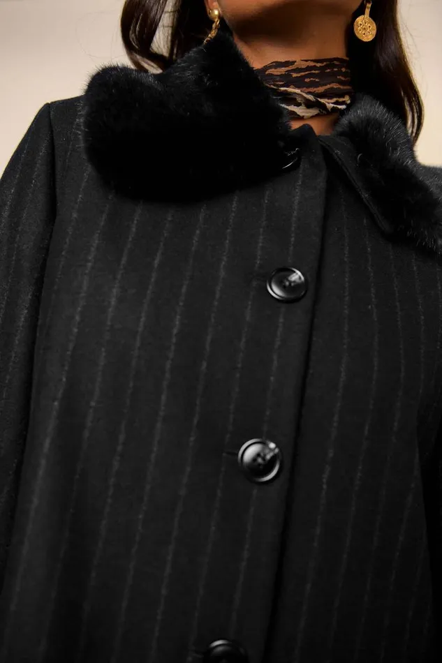Women Outerwear RIXO Milly Navy Pinstripe