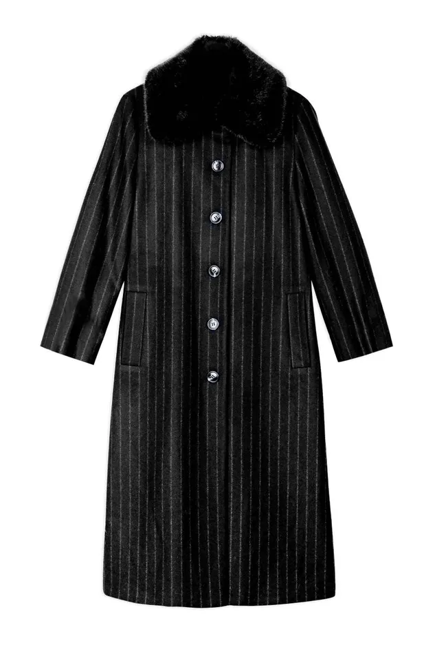 Women Outerwear RIXO Milly Navy Pinstripe