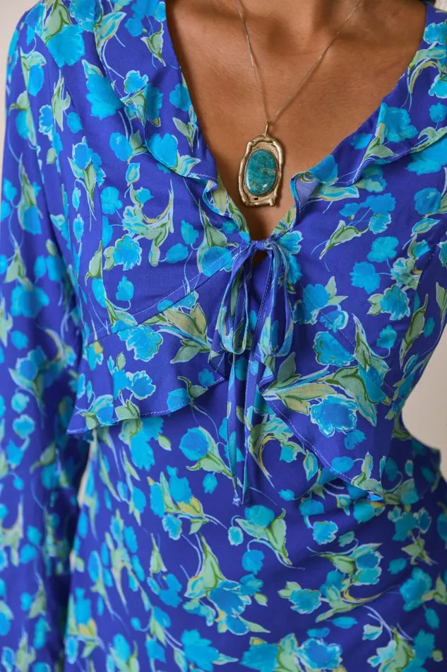Women Outerwear RIXO Neelu Fontainhas Floral Cobalt