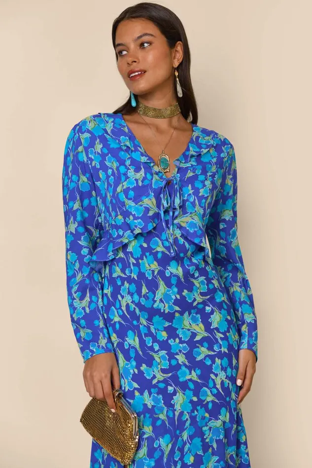 Women Outerwear RIXO Neelu Fontainhas Floral Cobalt