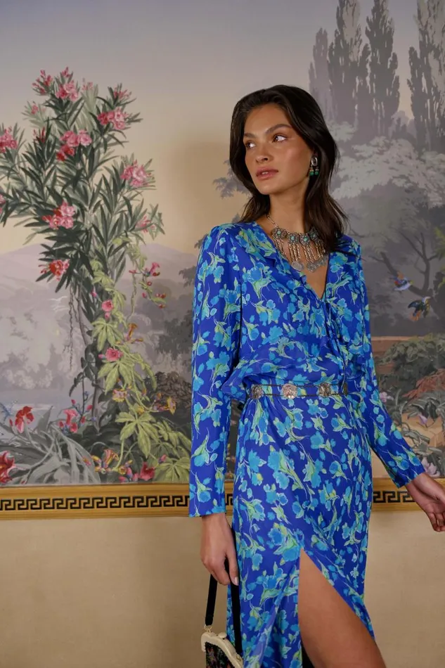 Women Outerwear RIXO Neelu Fontainhas Floral Cobalt