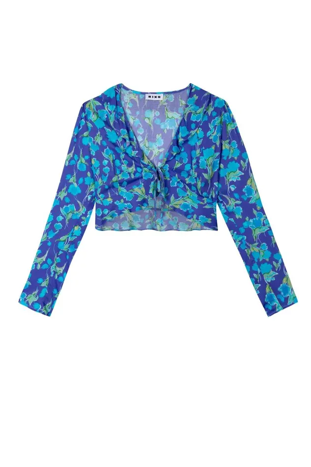 Women Outerwear RIXO Neelu Fontainhas Floral Cobalt