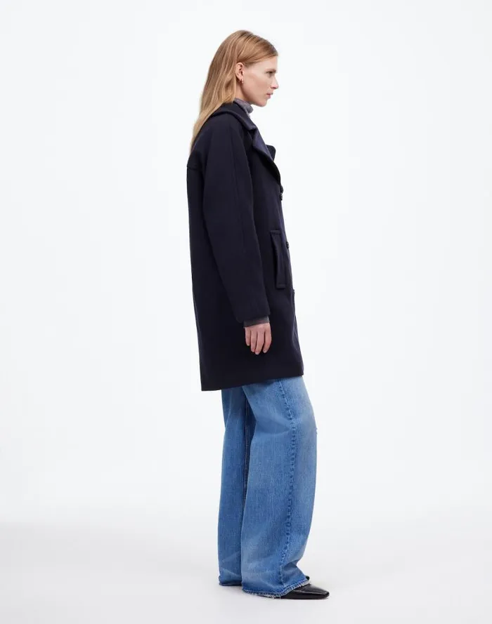 Women OversizedCollar Peacoat In Insuluxe Fabric Deep Navy As Standard Madewell Coats Jackets