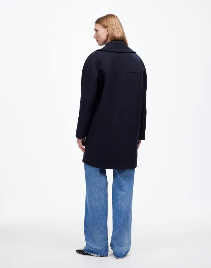 Women OversizedCollar Peacoat In Insuluxe Fabric Deep Navy As Standard Madewell Coats Jackets