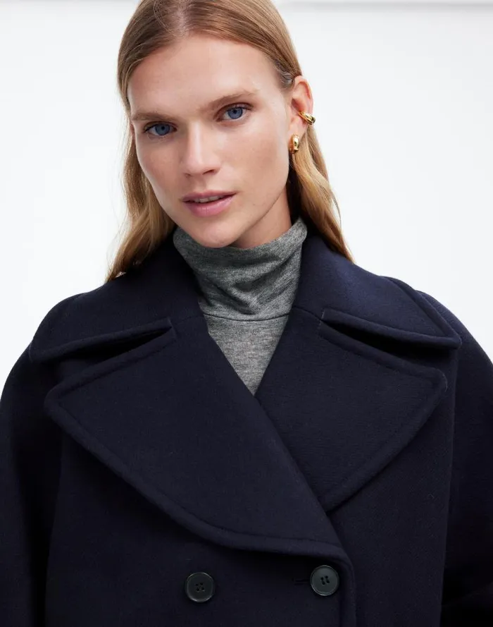 Women OversizedCollar Peacoat In Insuluxe Fabric Deep Navy As Standard Madewell Coats Jackets