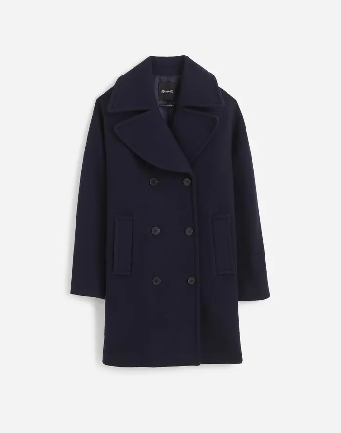 Women OversizedCollar Peacoat In Insuluxe Fabric Deep Navy As Standard Madewell Coats Jackets