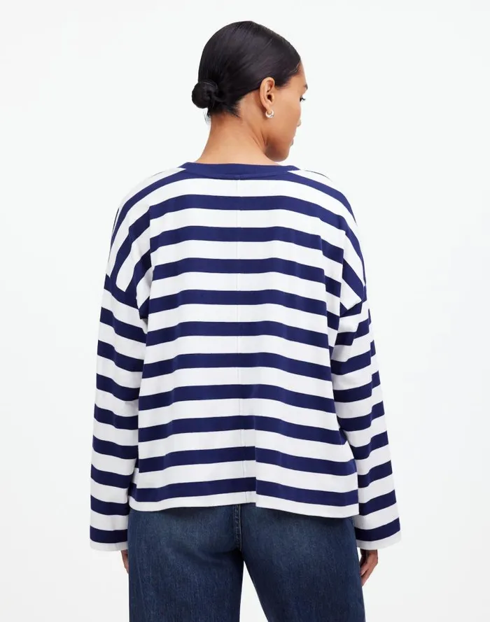 Women Oversized LongSleeve Crewneck Tee Bright Cobalt Madewell Tees