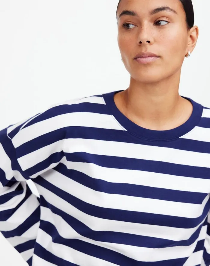 Women Oversized LongSleeve Crewneck Tee Bright Cobalt Madewell Tees