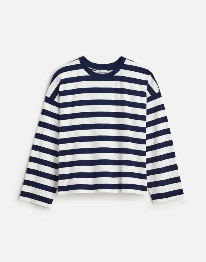 Women Oversized LongSleeve Crewneck Tee Bright Cobalt Madewell Tees