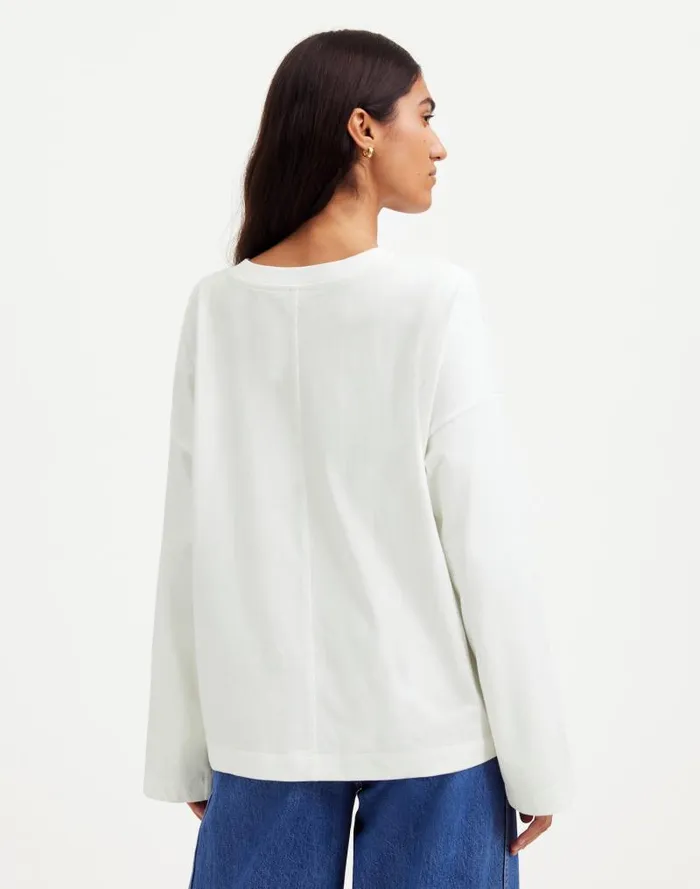 Women Oversized LongSleeve Crewneck Tee Eyelet White Madewell Tees