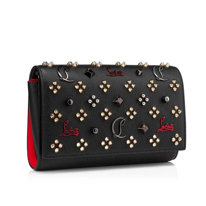 Women Paloma Clutch 8211 Grained Calf Leather And Spikes Loubinthesky 8211 Black Black Christian Louboutin Clutches and Evening Bags