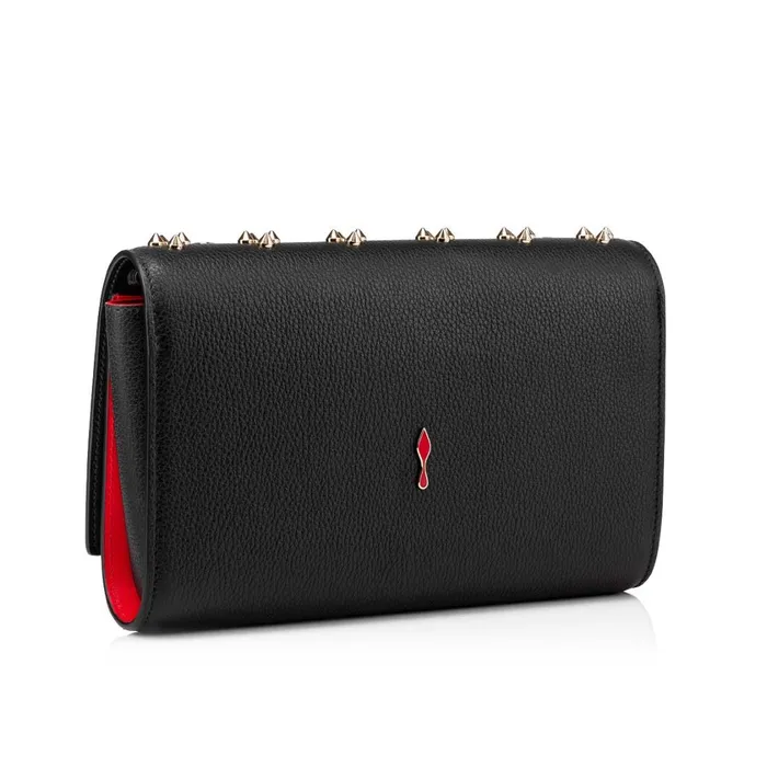 Women Paloma Clutch 8211 Grained Calf Leather And Spikes Loubinthesky 8211 Black Black Christian Louboutin Clutches and Evening Bags