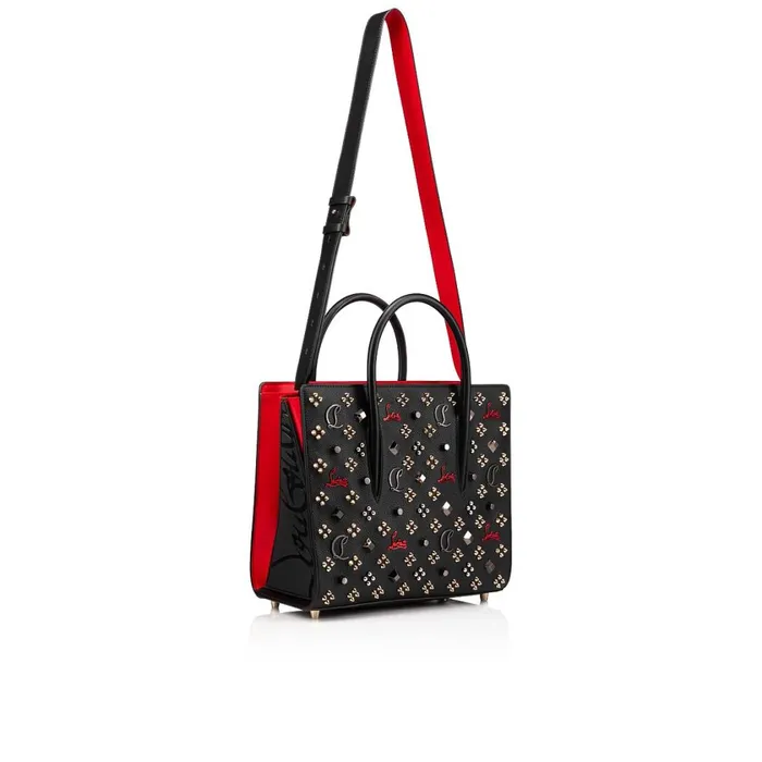 Women Paloma Medium Top Handle Bag 8211 Grained Calf Leather And Spikes Loubinthesky 8211 Black Black Christian Louboutin Top Handles