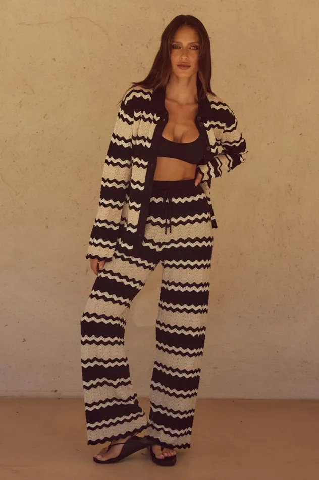 Women Pants Runaway The Label SOFIA KNIT PANT Blackcream